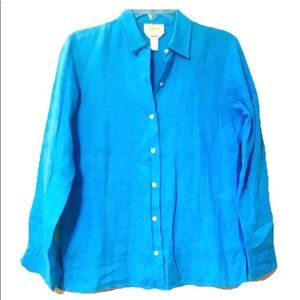 Talbots Irish linen button down long sleeve shirt